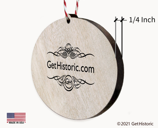 America's 250th Anniversary Whitewash Wood Engraved Ornament