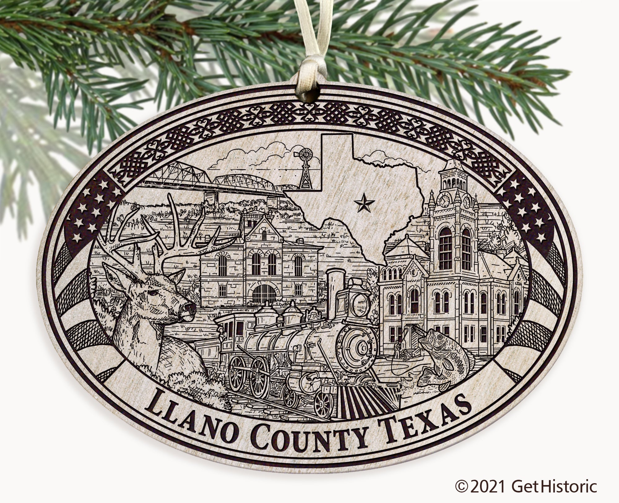 Llano County Texas Engraved Ornament