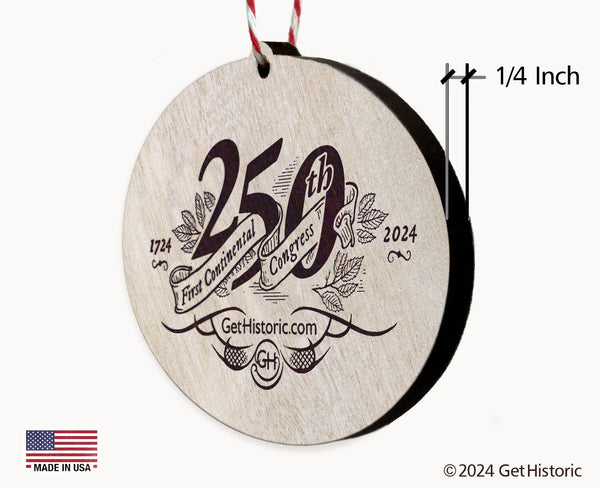 First Continental Congress Whitewash Wood Engraved Ornament