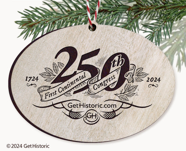 First Continental Congress Whitewash Wood Engraved Ornament