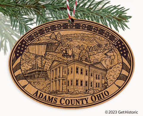 Adams County Ohio Engraved Natural Ornament