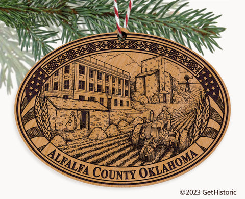 Alfalfa County Oklahoma Engraved Natural Ornament