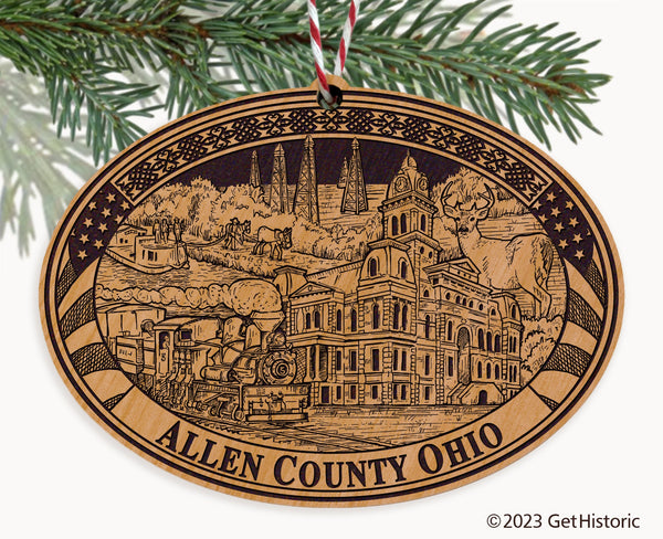 Allen County Ohio Engraved Natural Ornament