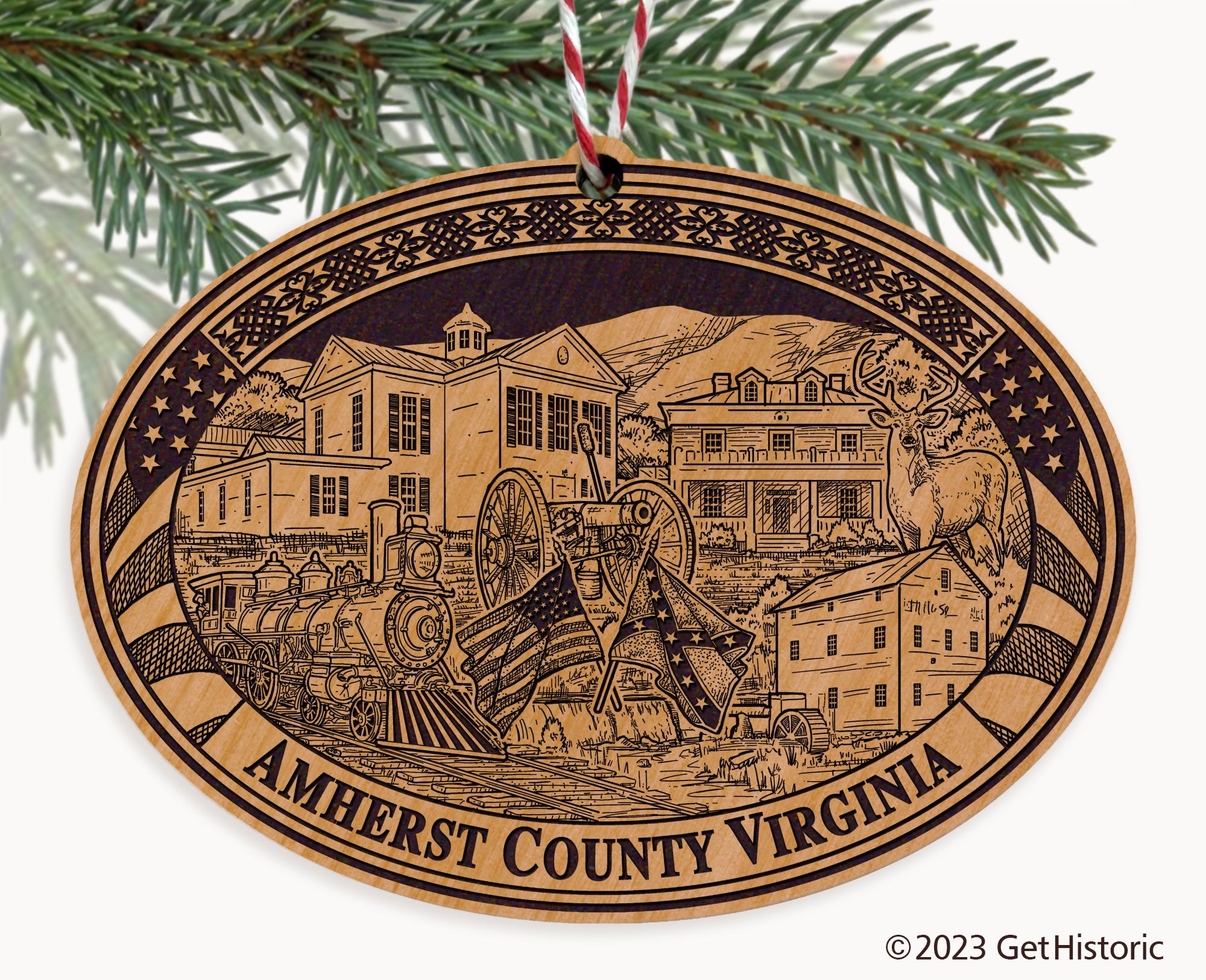 Amherst County Virginia Engraved Natural Ornament