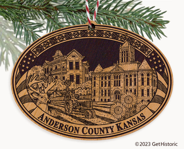 Anderson County Kansas Engraved Natural Ornament