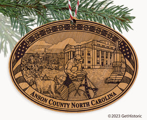 Anson County North Carolina Engraved Natural Ornament