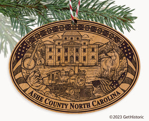 Ashe County North Carolina Engraved Natural Ornament