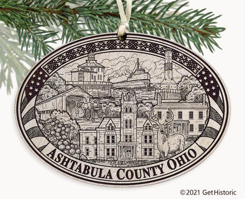 Ashtabula County Ohio Engraved Ornament