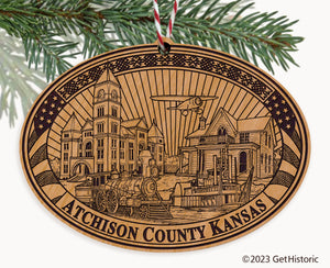 Atchison County Kansas Engraved Natural Ornament