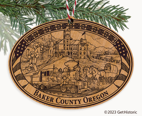 Baker County Oregon Engraved Natural Ornament