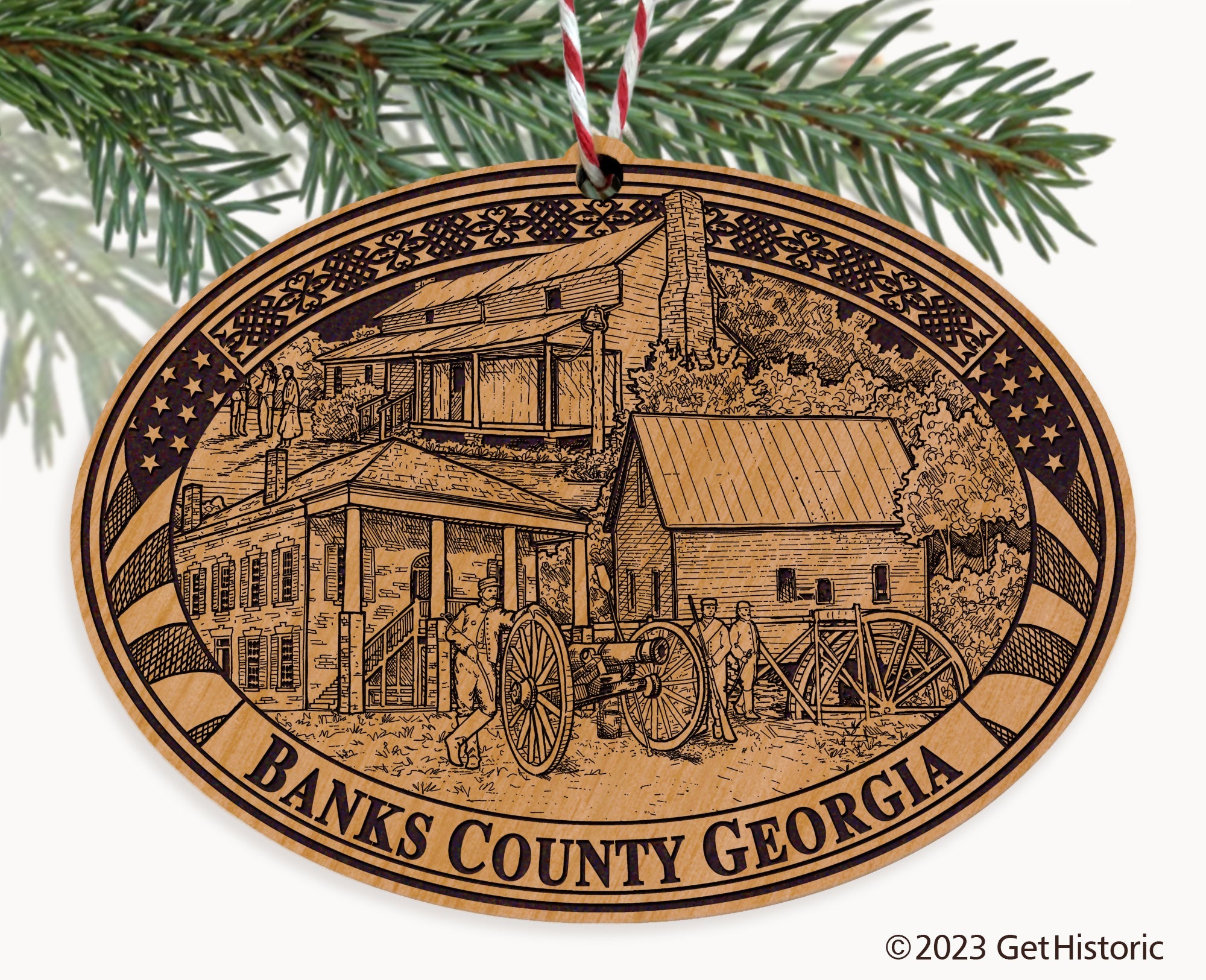 Banks County Georgia Engraved Natural Ornament