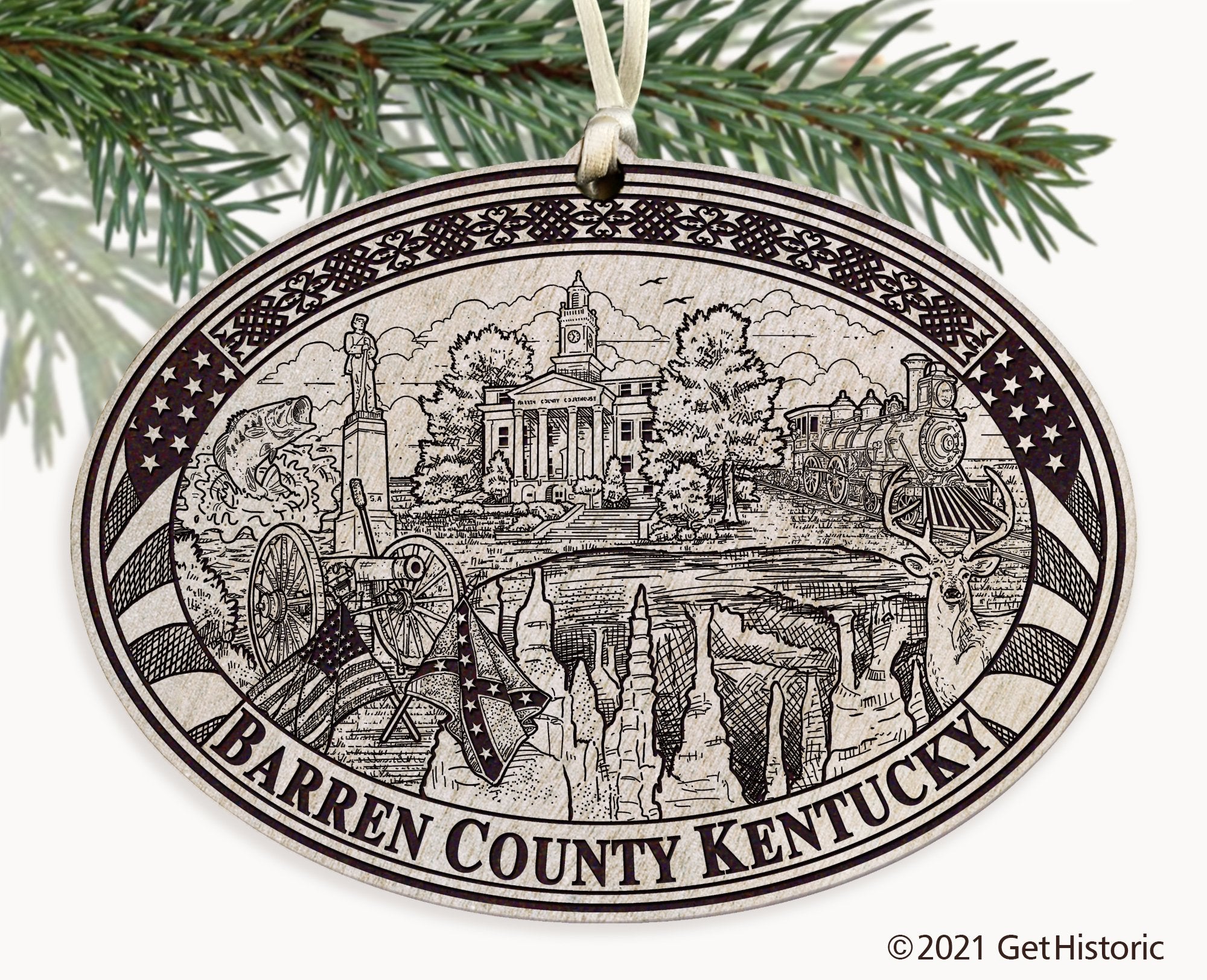 Barren County Kentucky Engraved Ornament