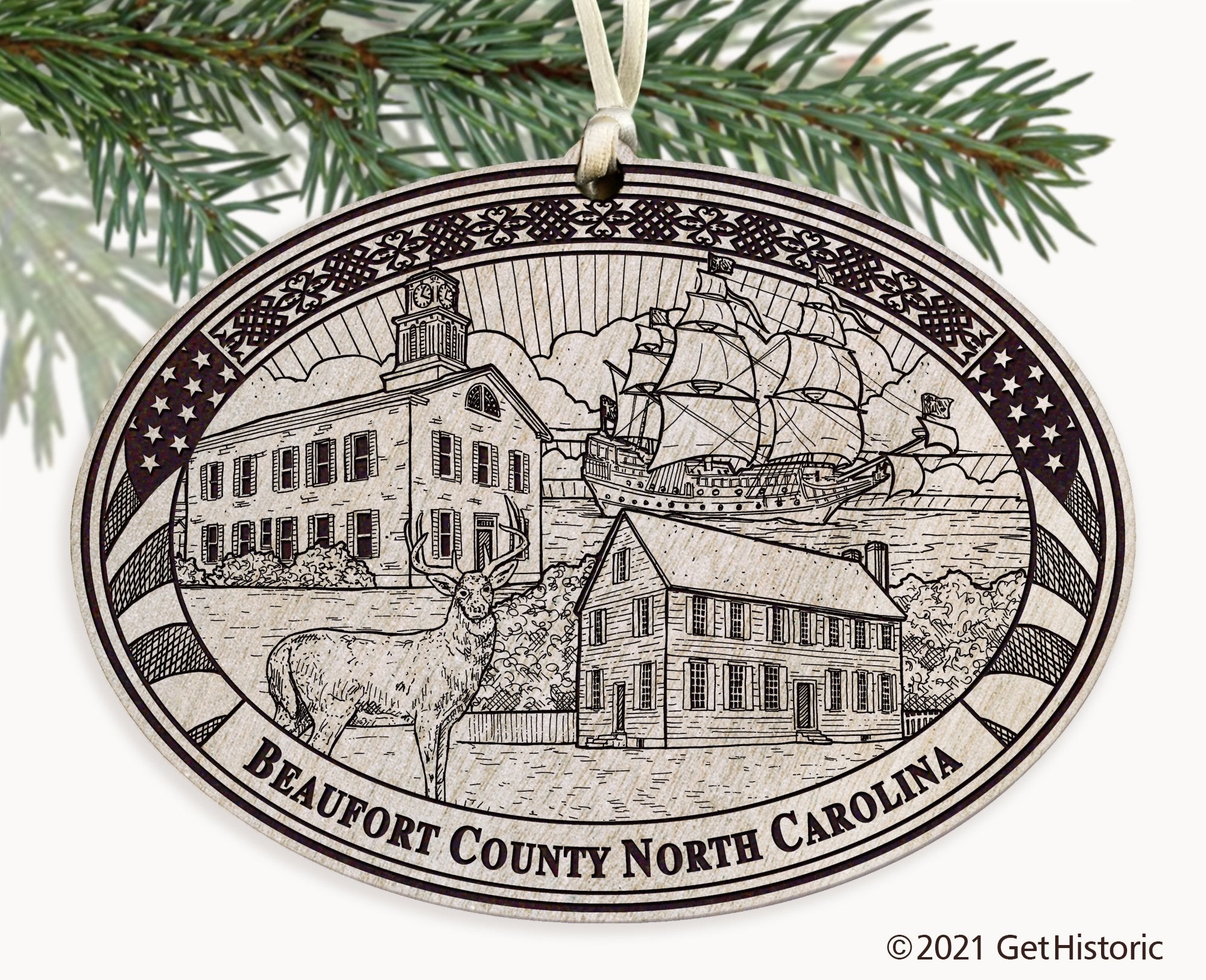 Beaufort County North Carolina Engraved Ornament