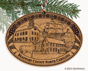 Beaufort County North Carolina Engraved Natural Ornament