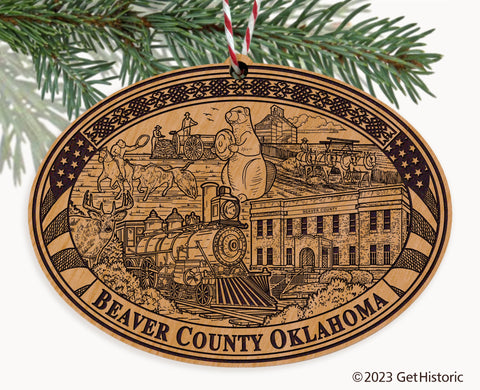 Beaver County Oklahoma Engraved Natural Ornament