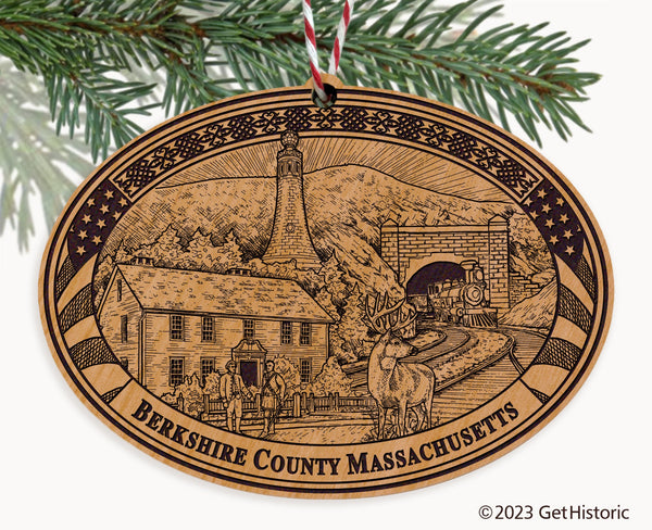 Berkshire County Massachusetts Engraved Natural Ornament