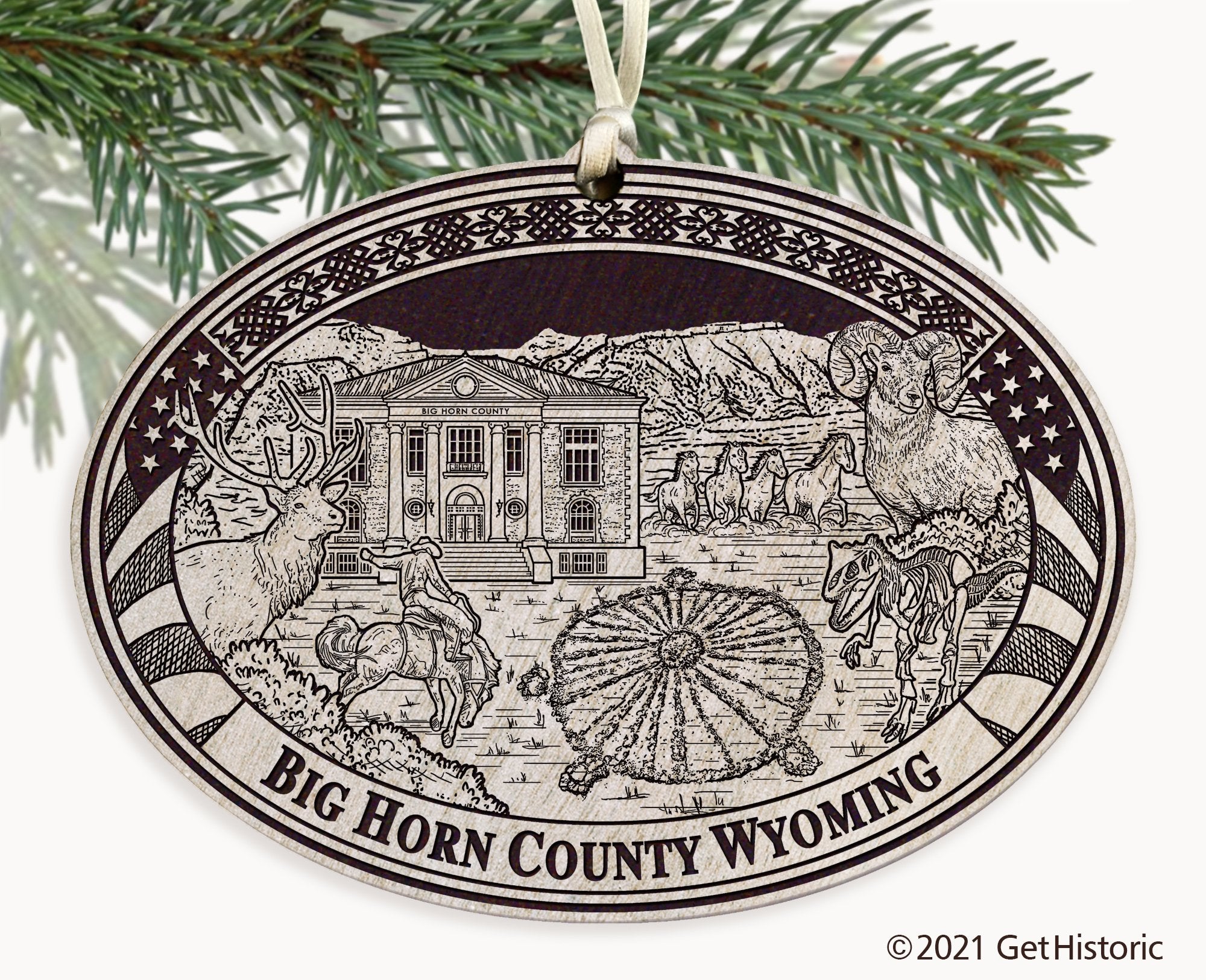 Big Horn County Wyoming Engraved Ornament