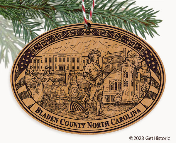 Bladen County North Carolina Engraved Natural Ornament