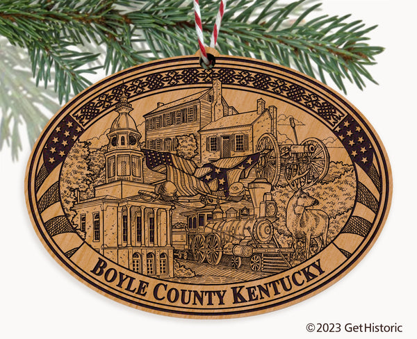 Boyle County Kentucky Engraved Natural Ornament