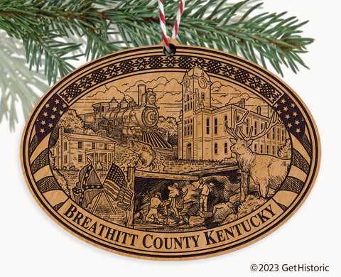 Breathitt County Kentucky Engraved Natural Ornament