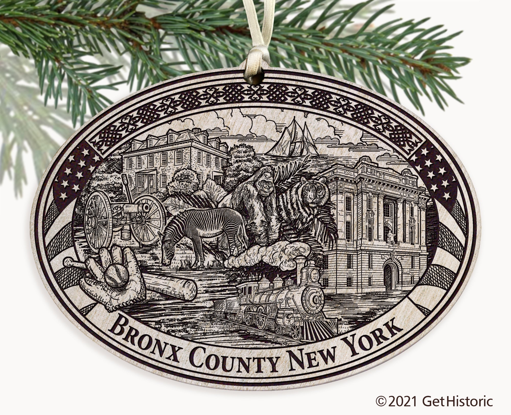 Bronx County New York Engraved Ornament