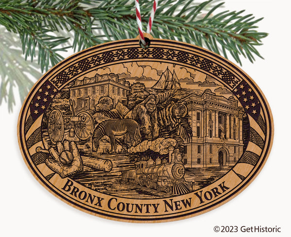 Bronx County New York Engraved Natural Ornament