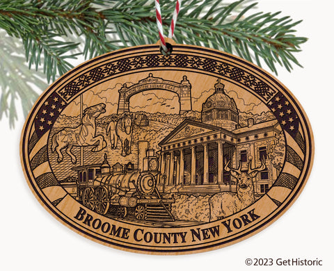 Broome County New York Engraved Natural Ornament