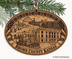 Brown County Kansas Engraved Natural Ornament