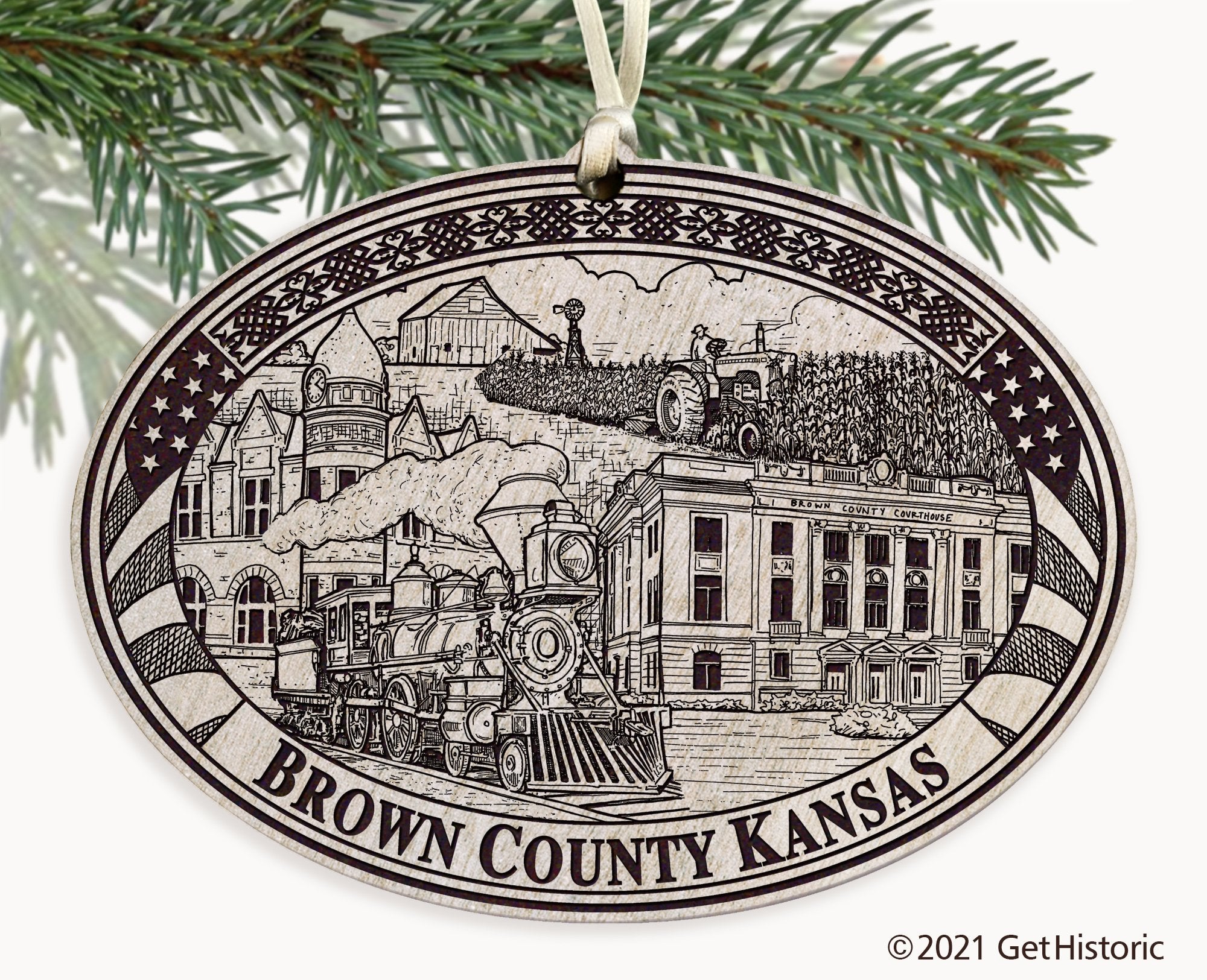 Brown County Kansas Engraved Ornament