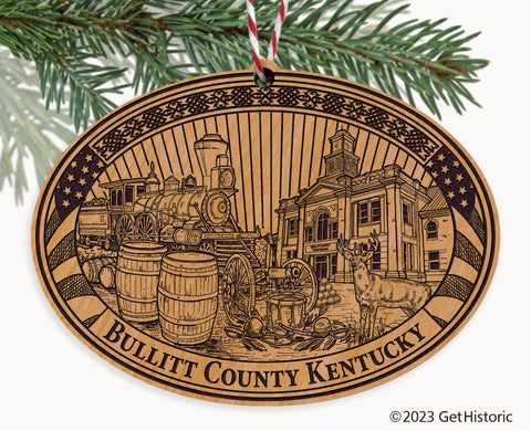 Bullitt County Kentucky Engraved Natural Ornament