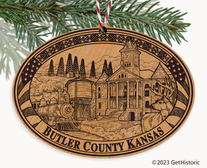 Butler County Kansas Engraved Natural Ornament