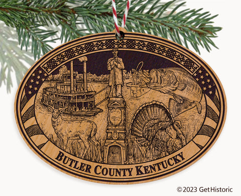 Butler County Kentucky Engraved Natural Ornament