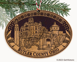 Butler County Ohio Engraved Natural Ornament