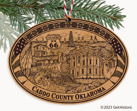 Caddo County Oklahoma Engraved Natural Ornament