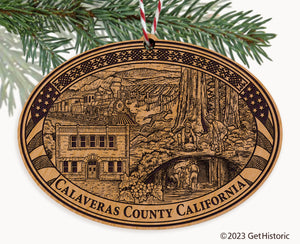 Calaveras County California Engraved Natural Ornament