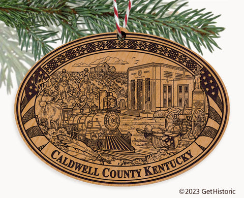 Caldwell County Kentucky Engraved Natural Ornament