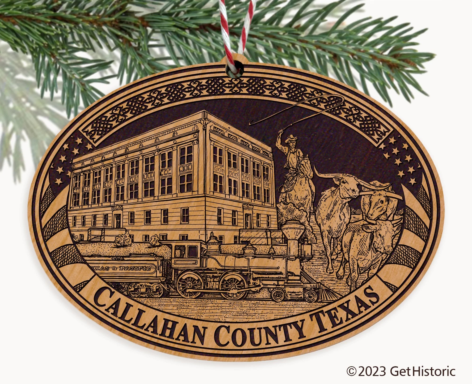 Callahan County Texas Engraved Natural Ornament