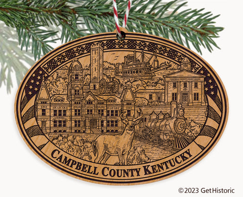 Campbell County Kentucky Engraved Natural Ornament