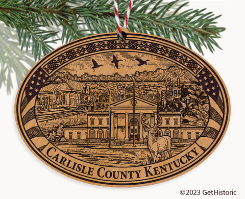 Carlisle County Kentucky Engraved Natural Ornament