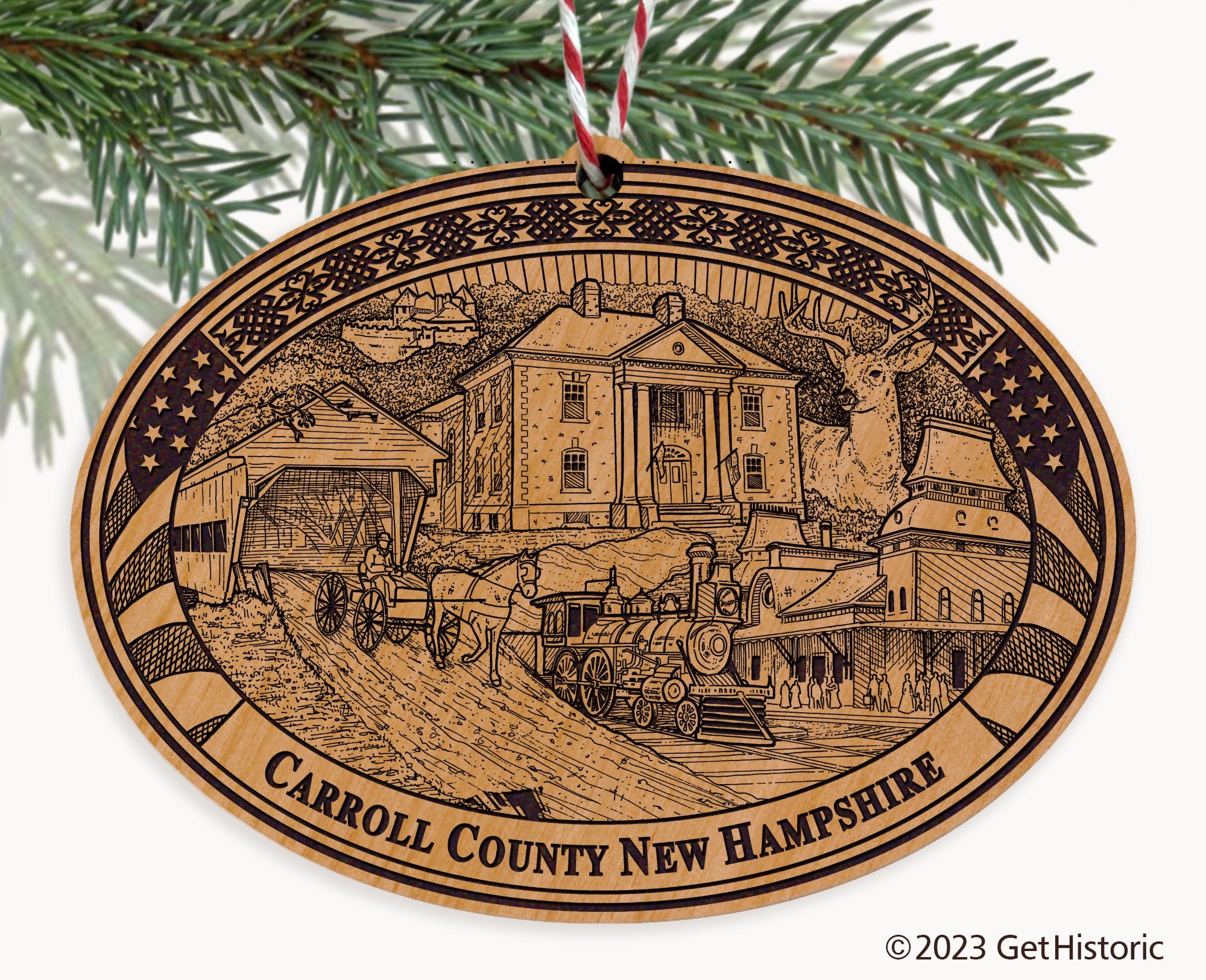 Carroll County New Hampshire Engraved Natural Ornament