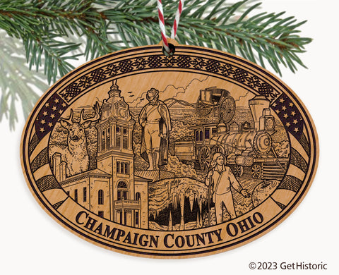 Champaign County Ohio Engraved Natural Ornament