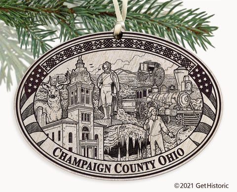 Champaign County Ohio Engraved Ornament