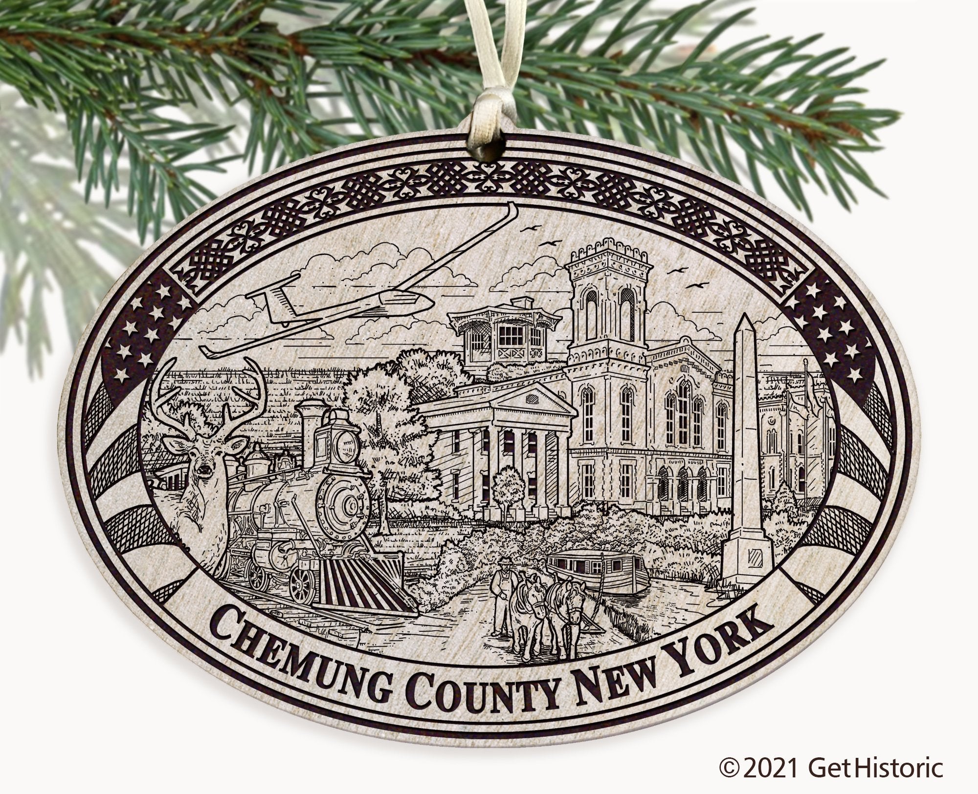 Chemung County New York Engraved Ornament