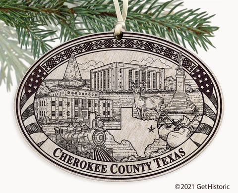 Cherokee County Texas Engraved Ornament