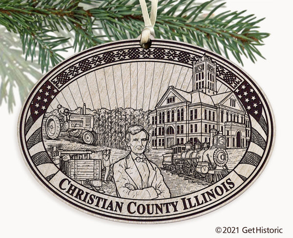 Christian County Illinois Engraved Ornament