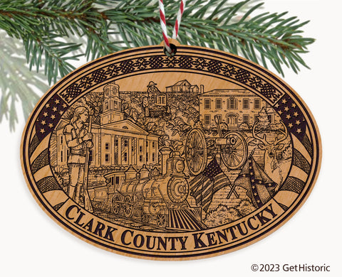 Clark County Kentucky Engraved Natural Ornament