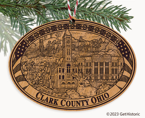 Clark County Ohio Engraved Natural Ornament