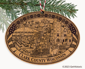 Clark County Wisconsin Engraved Natural Ornament