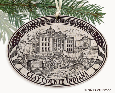 Clay County Indiana Engraved Ornament