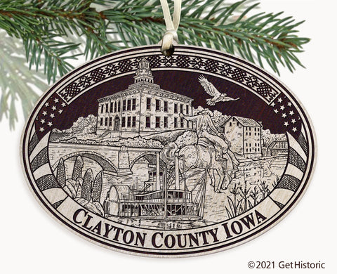 Clayton County Iowa Engraved Ornament